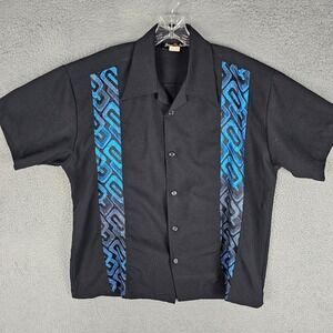 Johnny Suede Vintage Y2K Shirt Mens Large Short Sleeve Collared Button Up